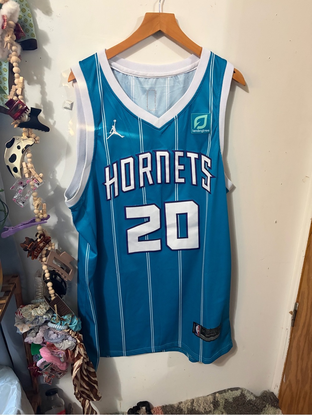 NBA Teal Hornets #20 Jersey with White Trim